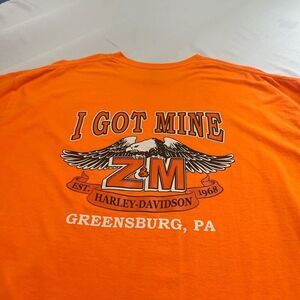 Z&M Greenburg PA Harley Davidson Bright Orange T-Shirt Size 2XL